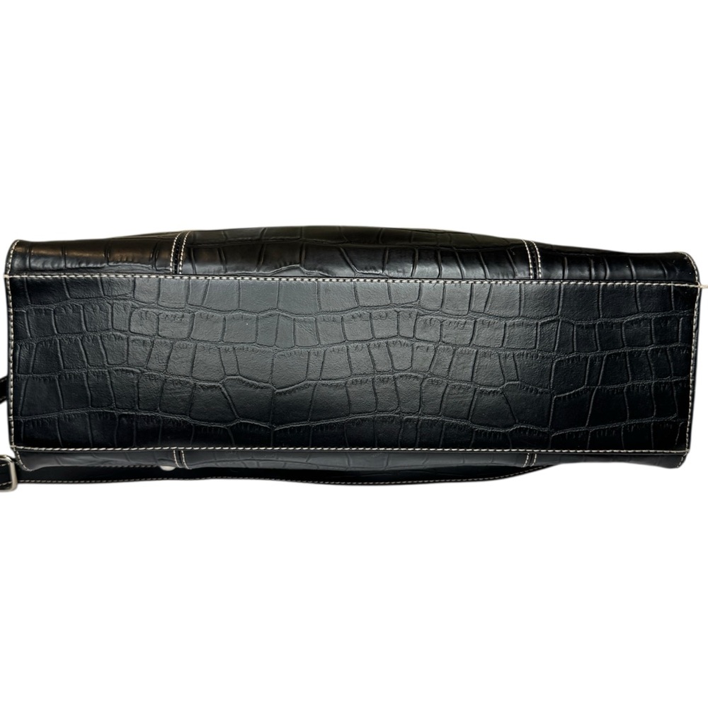 Wilsons Leather Black Croc-Embossed Tote Bag with Snake Print Accents - Picture 8 of 16